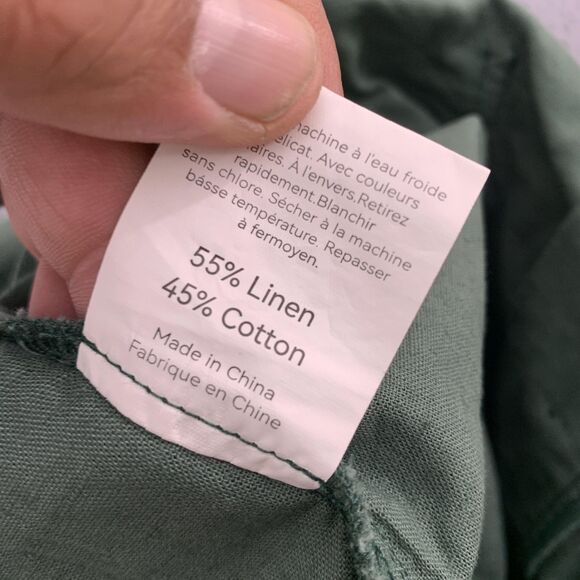 Lintico Shorts Womens XXL Green Linen Button Fly Utility Pockets High Rise - Picture 12 of 15